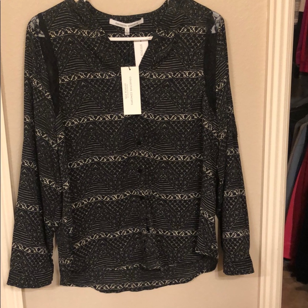 Black & white blouse with lace